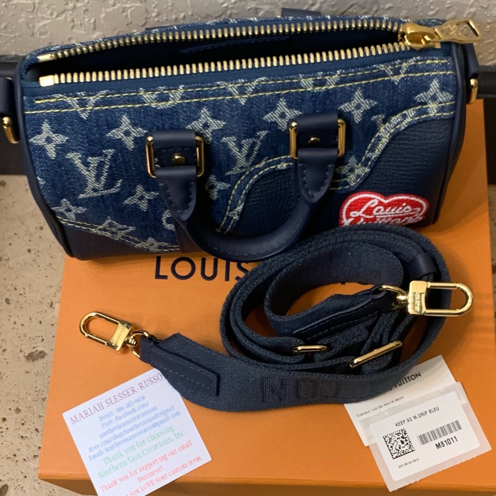 Authentic Louis Vuitton Keepall XS in Blue Denim and Leather NWOT